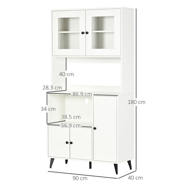MCL Freestanding Kitchen Cupboard, Modern Kitchen Storage Cabinet with Doors and Adjustable Shelves, 180cm, White