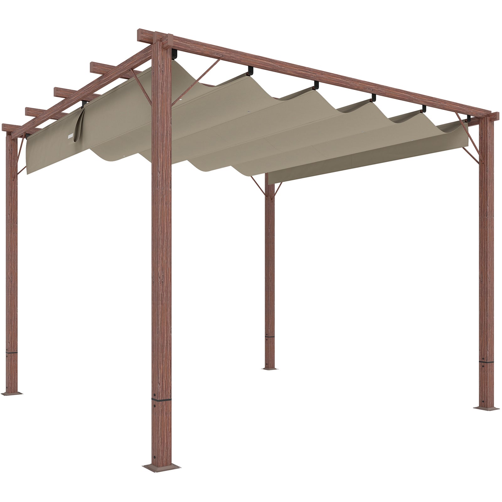 3 x 3 m Retractable Roof Pergola - Natural Wood Finish