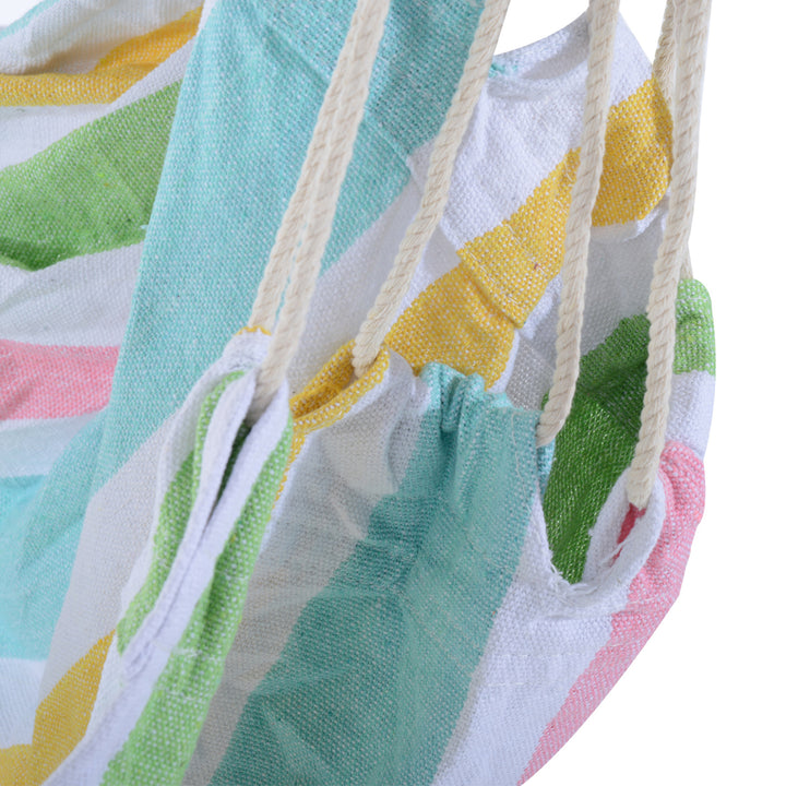 MCL Outdoor Hanging Rope Chair with Cotton Rope, Garden Hammock Chair with Wooden Support Bar Cotton Cloth, Portable Garden Chair for Patio & Tree, Green