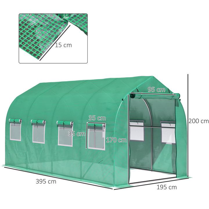 Outsunny Galvanised Frame Polytunnel Greenhouse with Windows and Door for Garden, Backyard (4 x 2M)