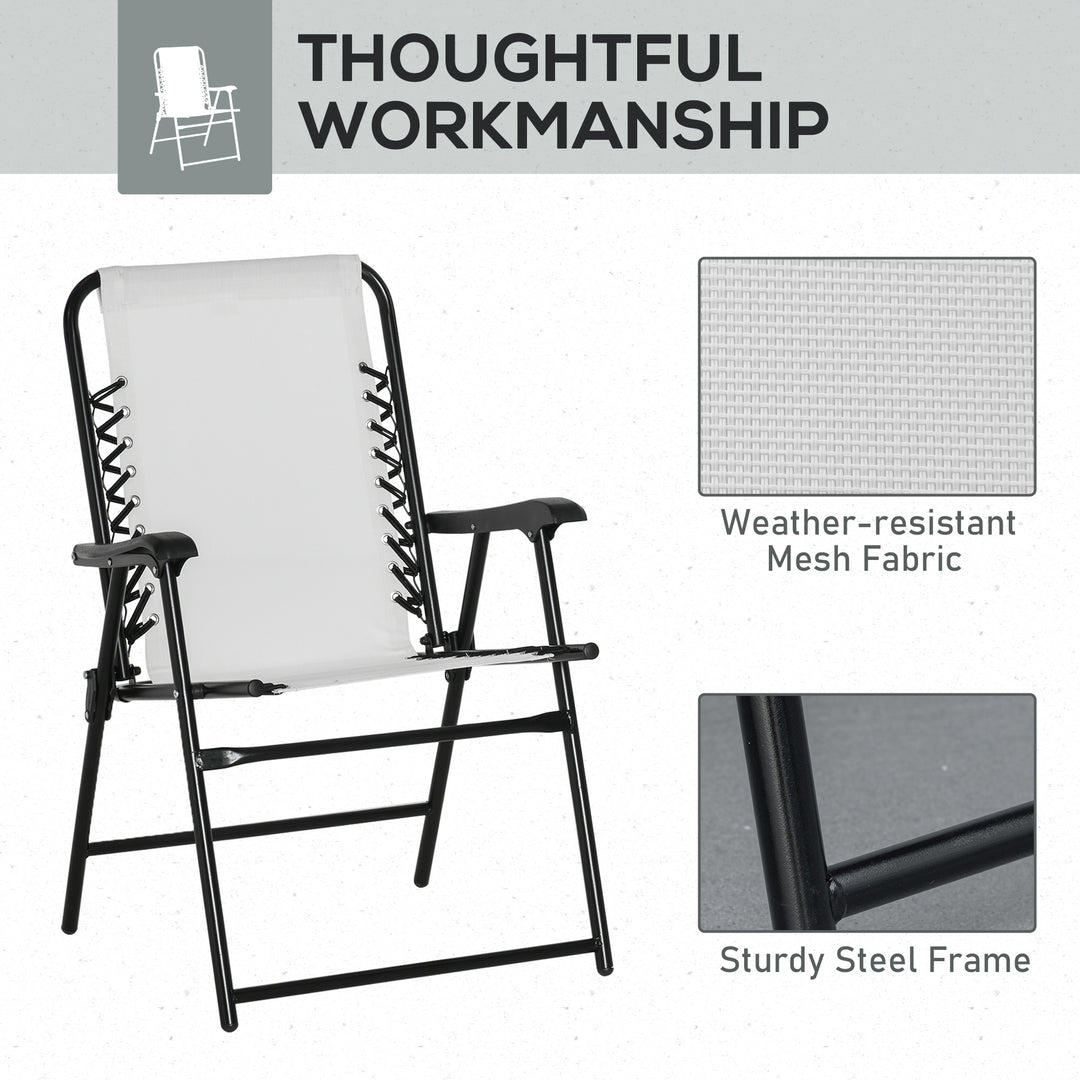 Set of 6 Patio Folding Chair Set, Garden Portable Outdoor Chairs with Armrest and Breathable Mesh Fabric Seat and Backrest, for Camping, Beach, Deck, Lawn, Cream White