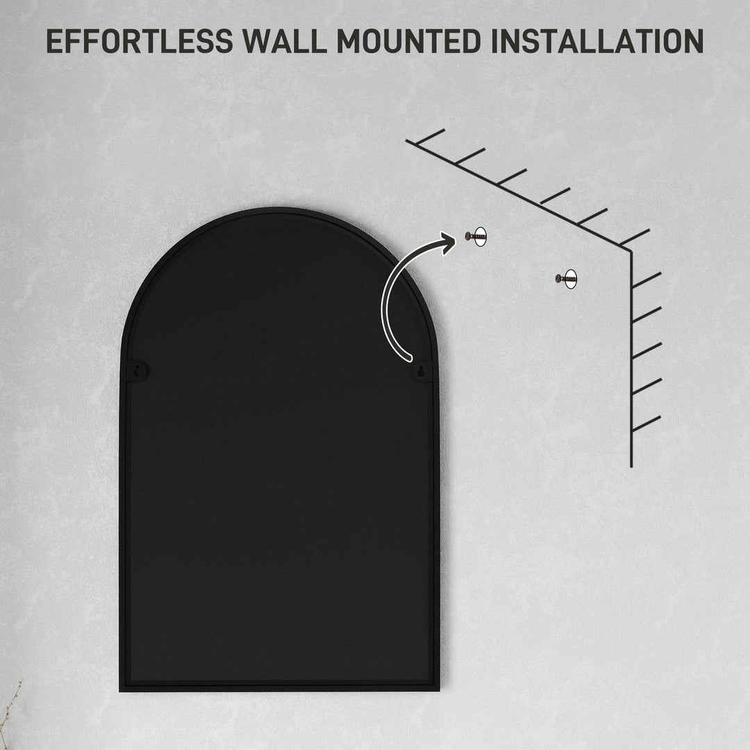 60 x 90cm Arched Home Mirror - Black