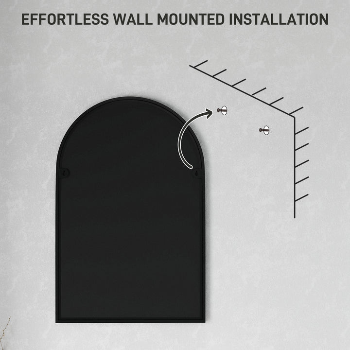 60 x 90cm Arched Home Mirror - Black