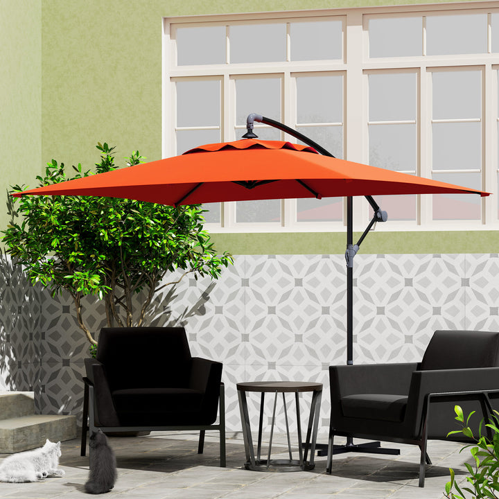 3(m) Cantilever Overhanging Parasol, with Cross Base - Orange
