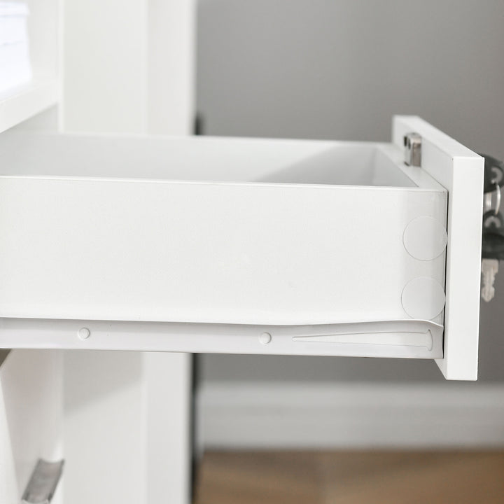 Lockable Two-Drawer Filing Cabinet, with Wheels - White