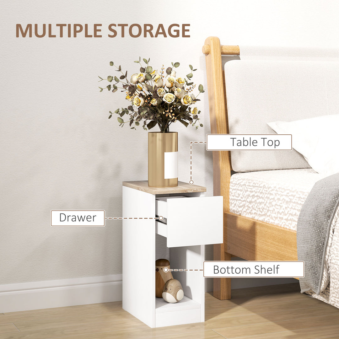 Set of Two Modern Storage Bedside Tables - White