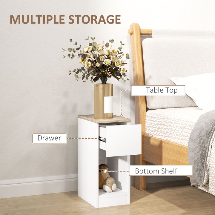 Set of Two Modern Storage Bedside Tables - White