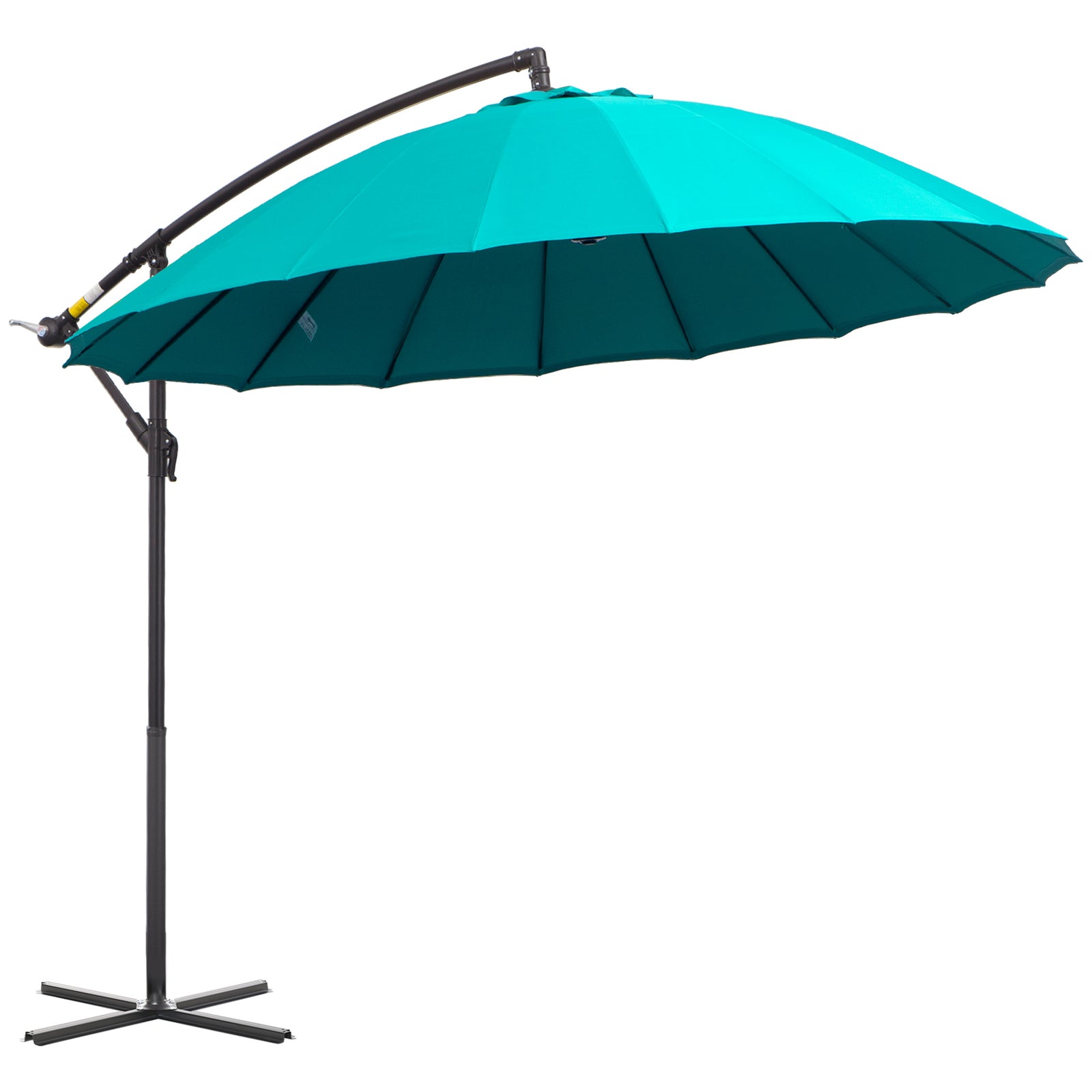 3(m) Cantilever Umbrella 18 Ribs & Vents Adjustable Angle for Patio Green