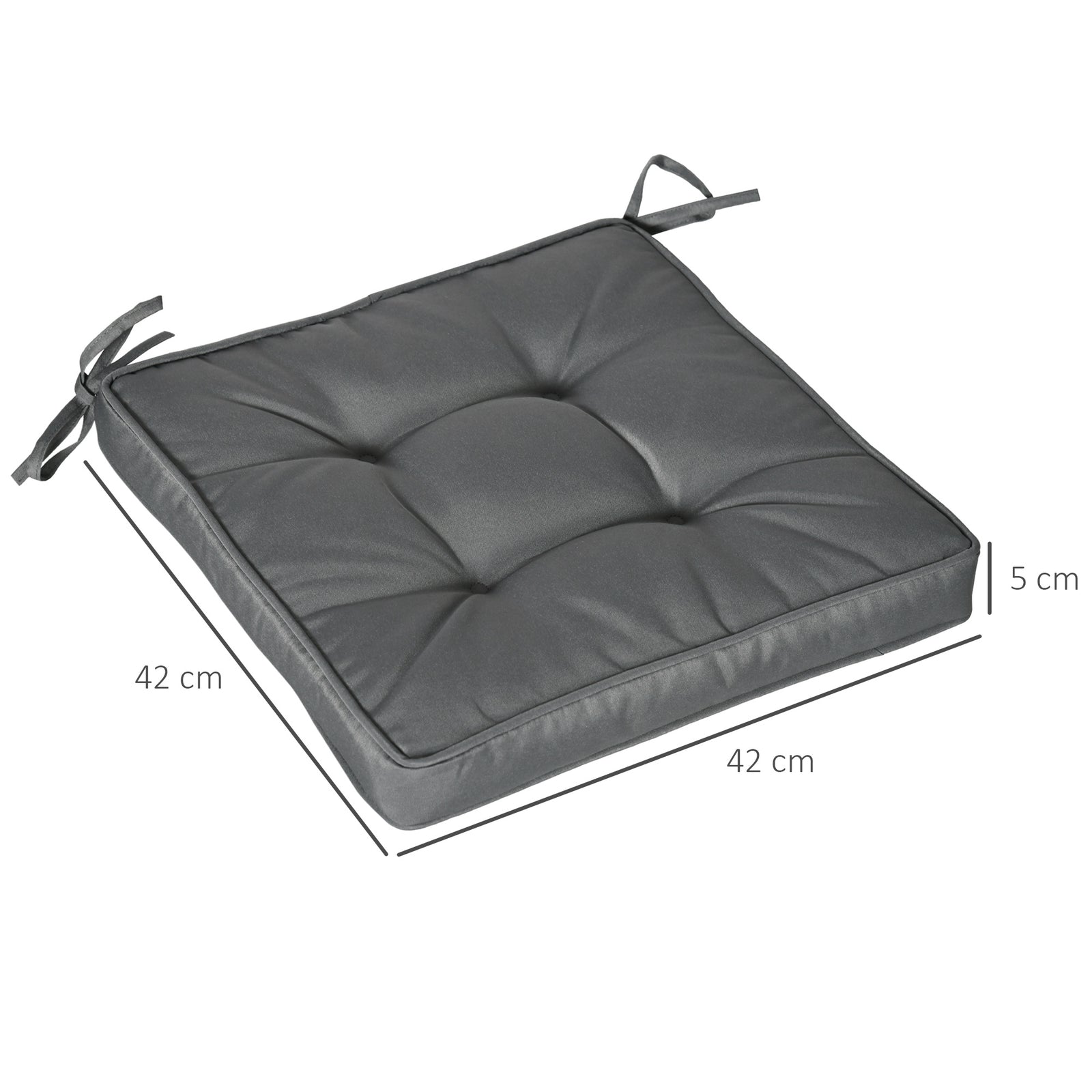 Set of 4 Garden Seat Cushion with Ties, 42 x 42cm Replacement Dining C