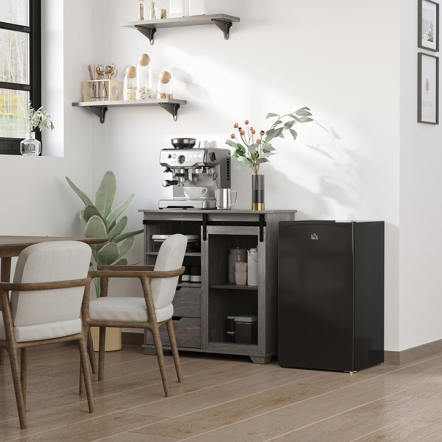 91 Litre Freestanding Under Counter Fridge Freezer, Small Fridge with Chiller Box, Adjustable Thermostat, 47.5cm Wide, Black