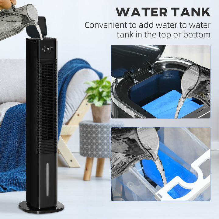 Nine Setting Tower Fan Humidifier, with Ice Boxes - Black