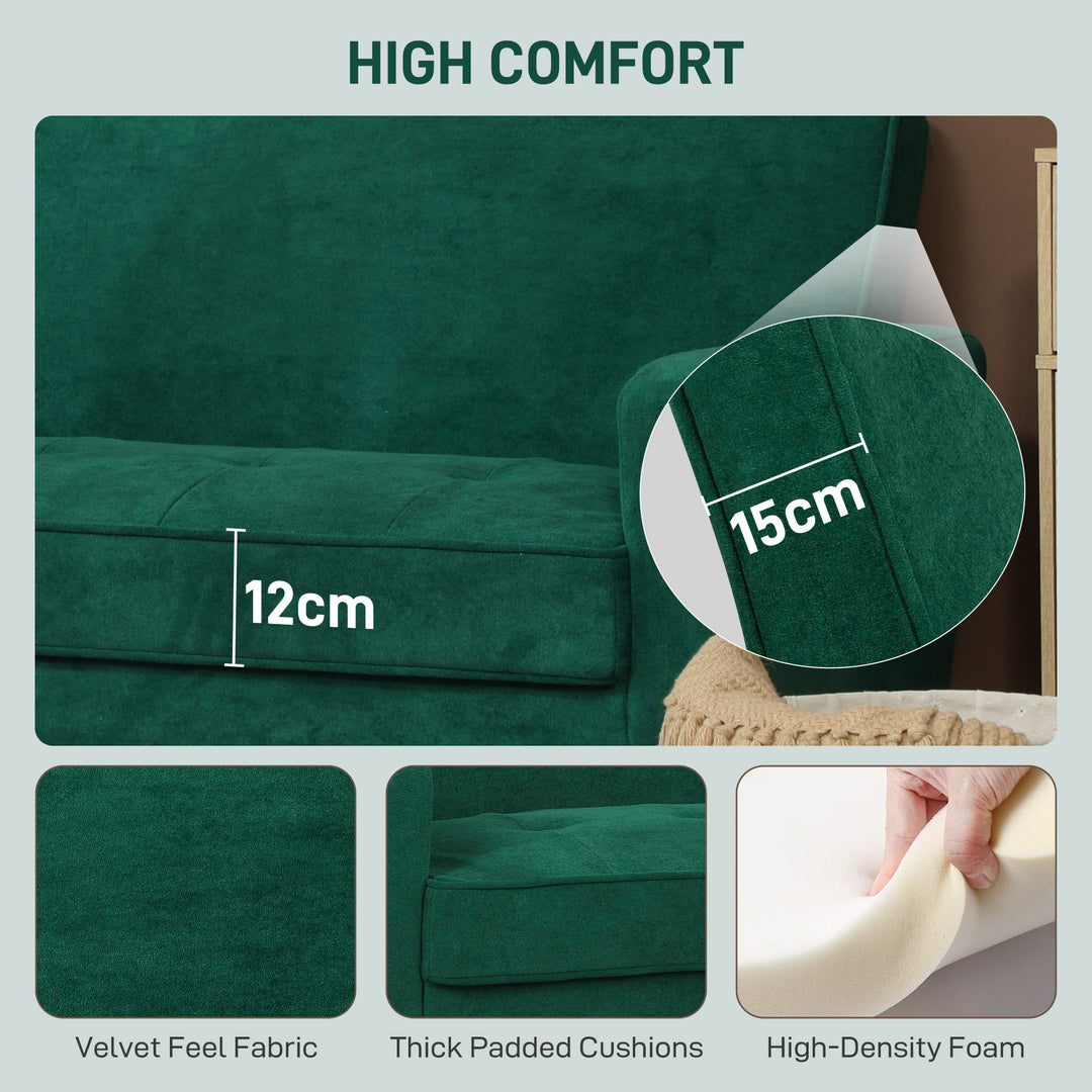 Two-Seater Velvet-Feel Sofa - Green