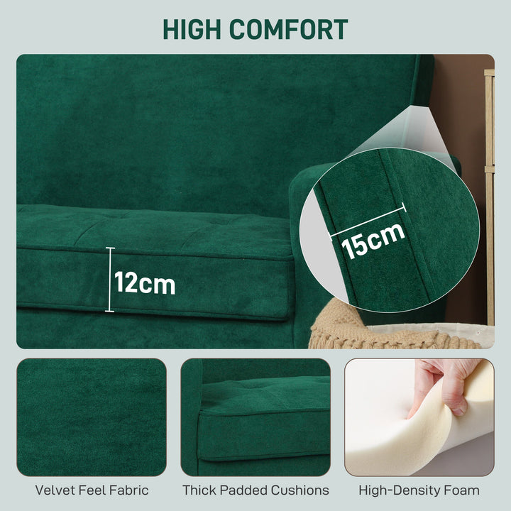 Two-Seater Velvet-Feel Sofa - Green