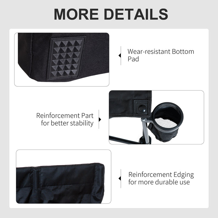 6 Seater Folding Camping Chair with Cup Holder & Carry Bag - Black