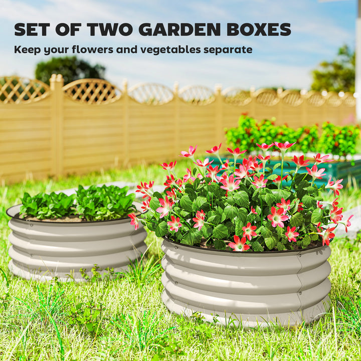 Set of 2 Raised Garden Bed, Metal Planter Box with Safety Edging, Easy
