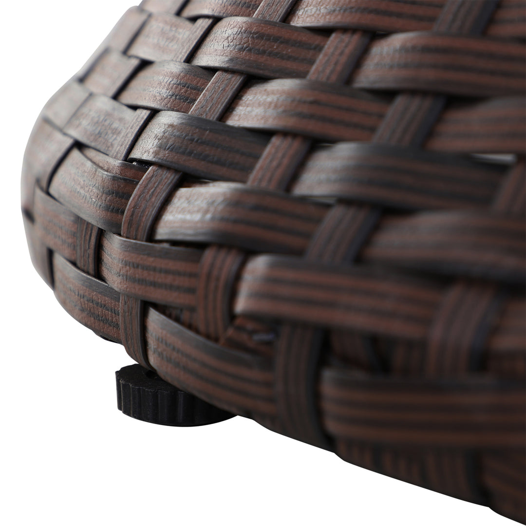 PE Rattan Ice Bucket Table, Height Adjustable Liftable Outdoor Drinks Cooler, 52 cm Round Garden Beer Cocktail Table with Lid for Bar, Patio, Terrace, Brown