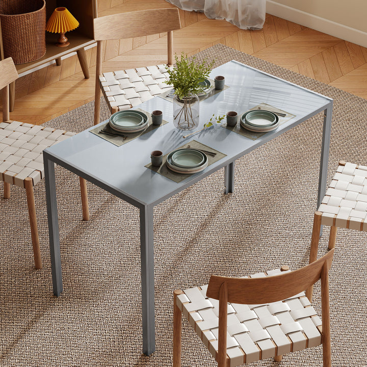 120cm Dining Table, Rectangle 4 Seater Kitchen Table with Tempered Gla