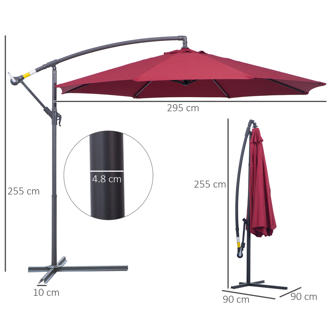 3m Water Resistant Terylene Hanging Parasol Wine Red