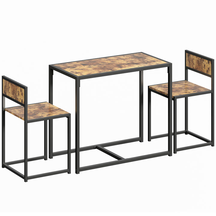 3 Piece Table Stool Set - Rustic Brown
