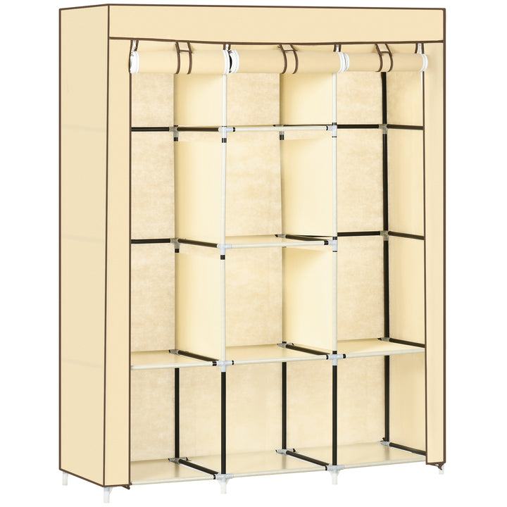 Fabric Wardrobe, with Rails and Shelves - Beige