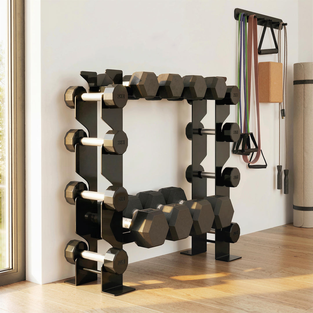 4-Tier Dumbbell Rack, Heavy-Duty Weight Rack for Dumbbells, Kettlebell