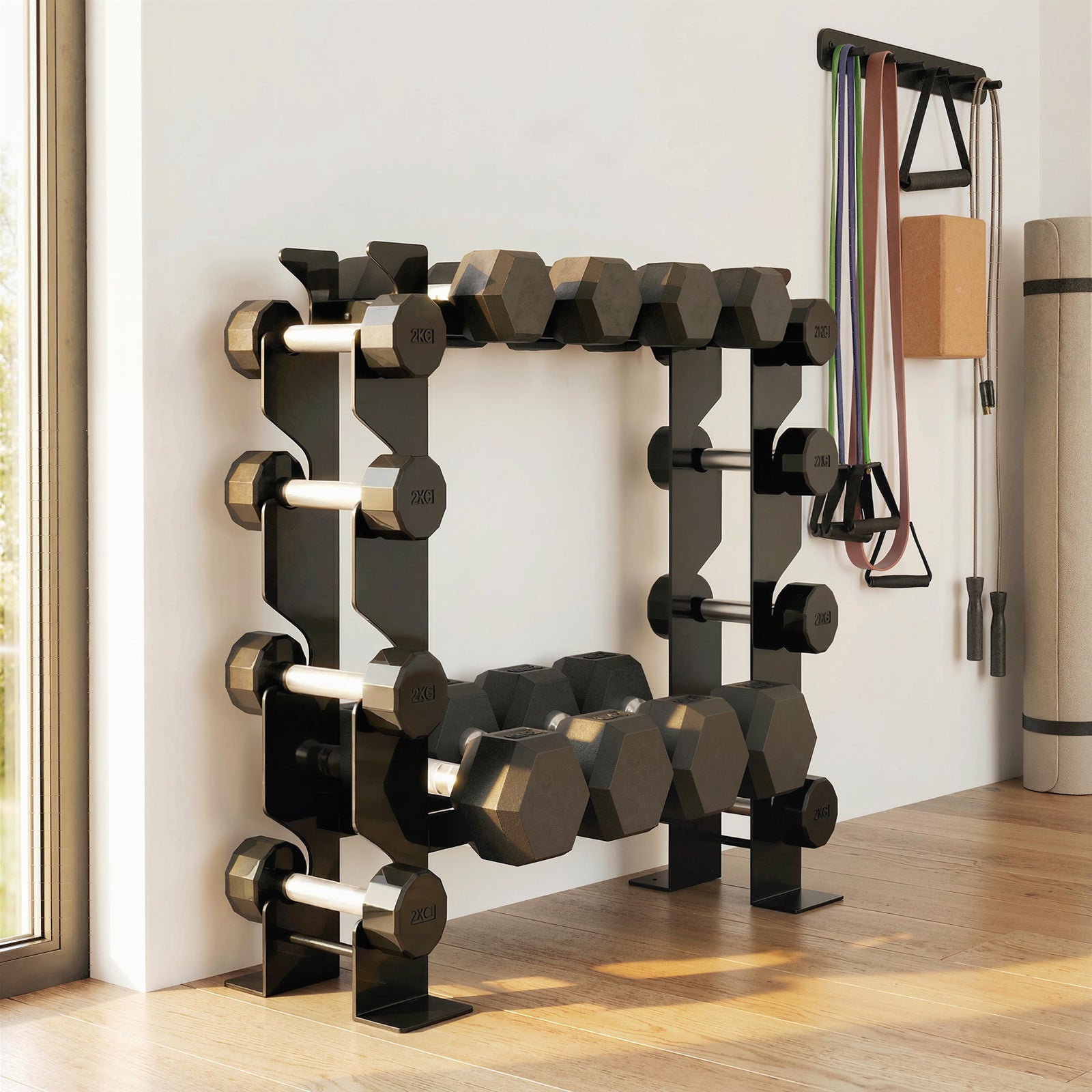 4-Tier Dumbbell Rack, Heavy-Duty Weight Rack for Dumbbells, Kettlebell