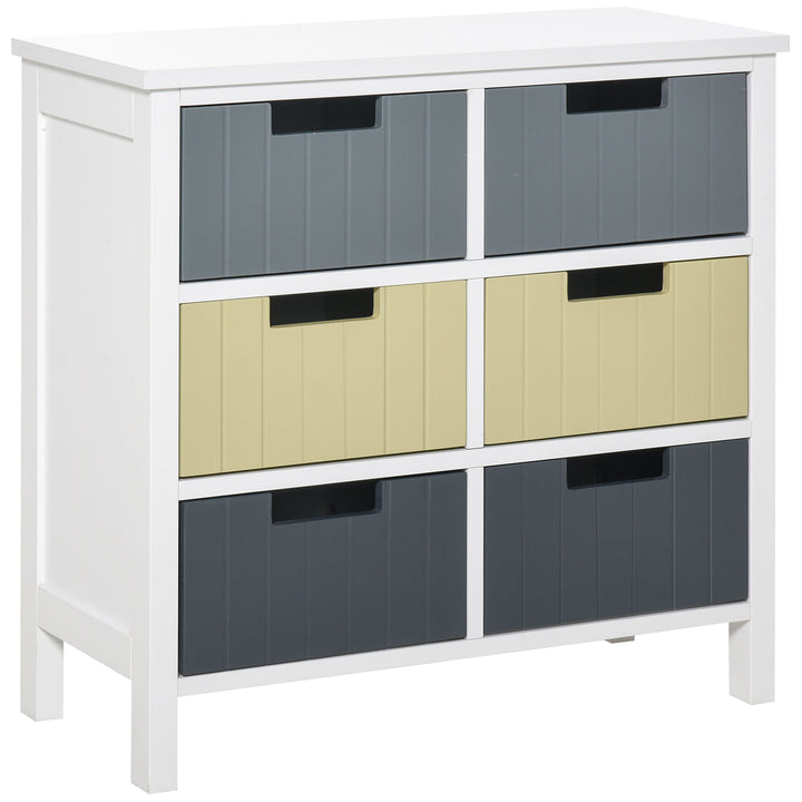 HOMCOM 6-Drawer Storage Tower: Wooden-Top Dresser Chest for Bedroom, Nursery & Hallway Organisation | Aosom UK