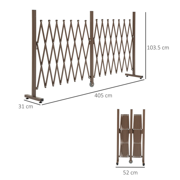 Expanding Trellis Fence Freestanding Movable Fence Foldable Garden Screen Panel Aluminium, 405cm x 103.5cm, Dark Brown
