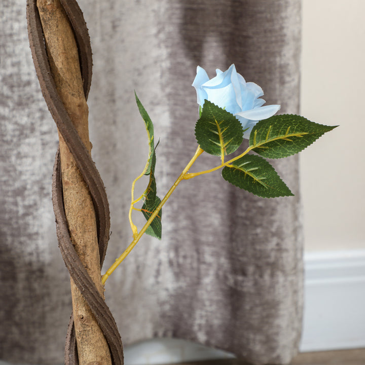 Set of 2 Artificial Plants White Rose Floral in Pot, Fake Plants for Home Indoor Decor, 90cm, Light Blue