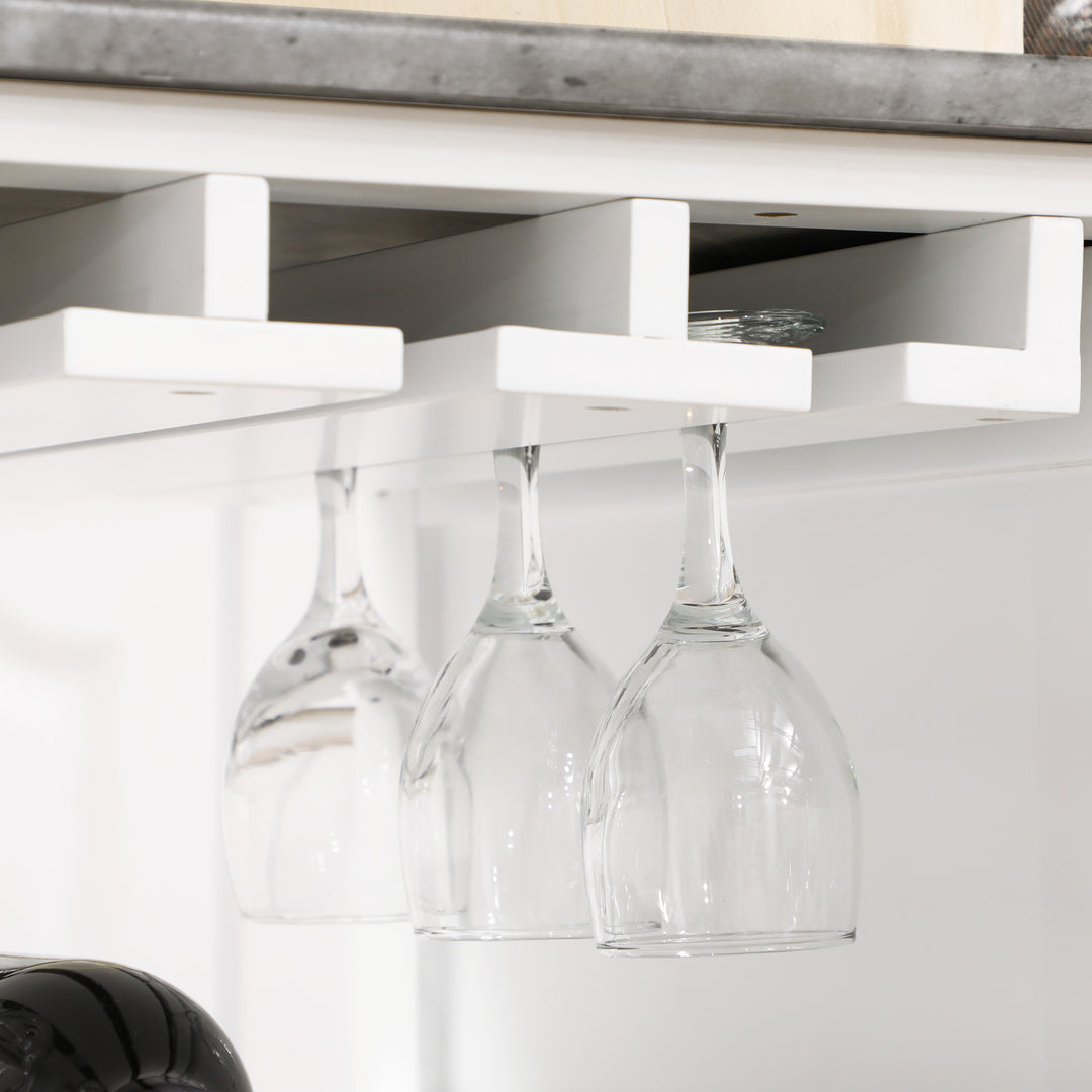 MCL Compact Kitchen Trolley Utility Cart on Wheels with Wine Rack, Drawer, Open Shelf and Storage Cabinet for Dining Room, White