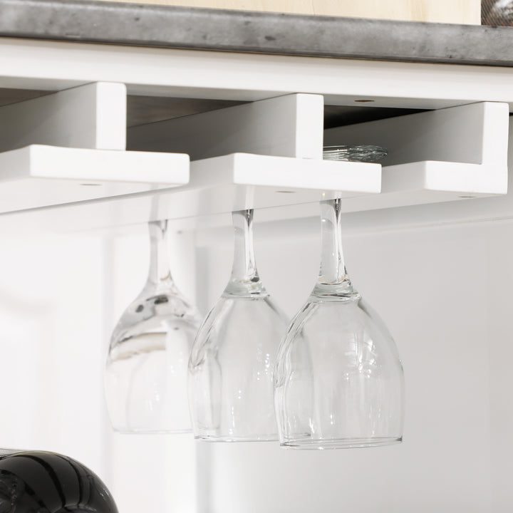 MCL Compact Kitchen Trolley Utility Cart on Wheels with Wine Rack, Drawer, Open Shelf and Storage Cabinet for Dining Room, White