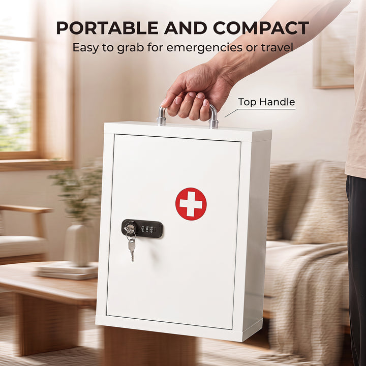 Wall Mount Medicine Cabinet with Combination and Key Lock, 3 Tier Stee