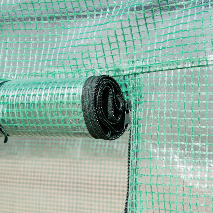 Walk-in Polytunnel Greenhouse Green House with Roll-up Sidewalls, UV-resistant PE Cover, 3 x 2 x 2m, Green