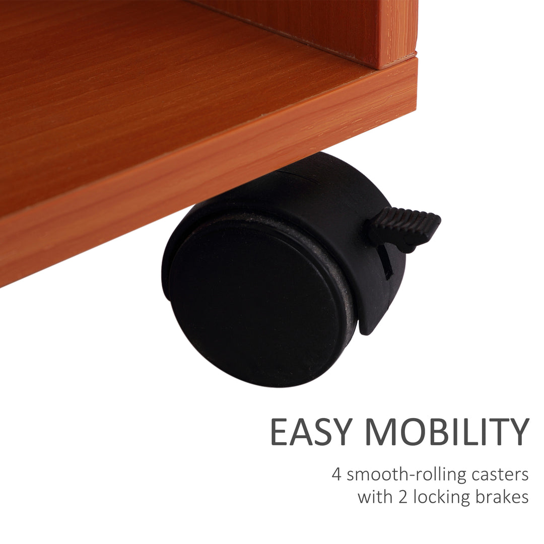 MCL Multi-Storage Compact Work Desk, with Wheels - Cherry Wood Colour