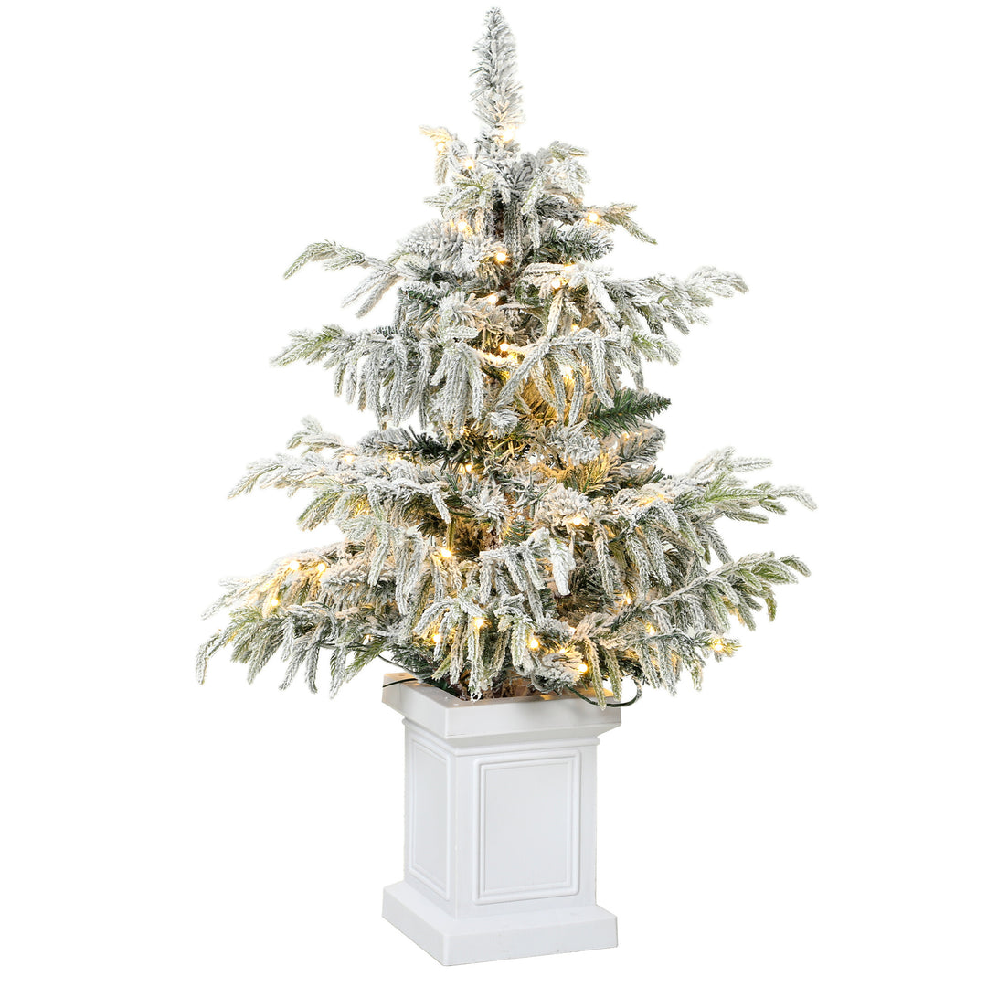 3ft Prelit Flocked Christmas Tree, Artificial Snow Flocked Spruce