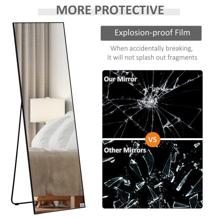 HOMCOM Free Standing Mirror w/ Anti-Slip Pads & Explosion-Proof Film for Bedroom & Dressing Room, 160 x 40cm, Black | Aosom UK