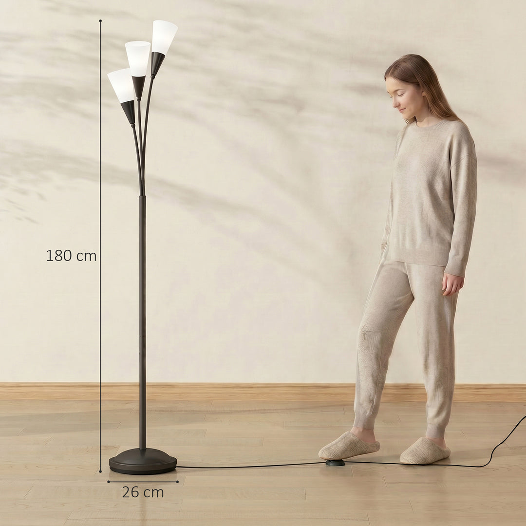 Modern Standing Lamp, 3-Light Upright Floor Lamps for Living Room, Bla
