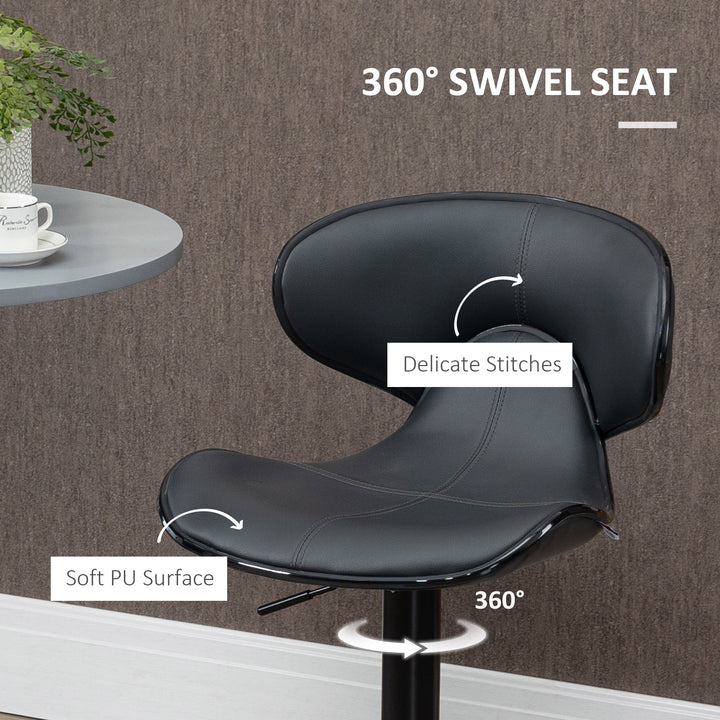 MCL Adjustable Swivel Bar Stools Set of 2, Barstools with Footrest and Backrest, Steel Frame Gas Lift, for Kitchen Counter Dining Room, Grey