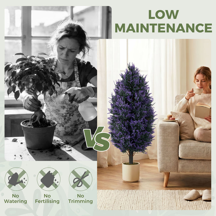 Set of 2 Artificial Lavender Flowers, Indoor Outdoor Fake Plants with 