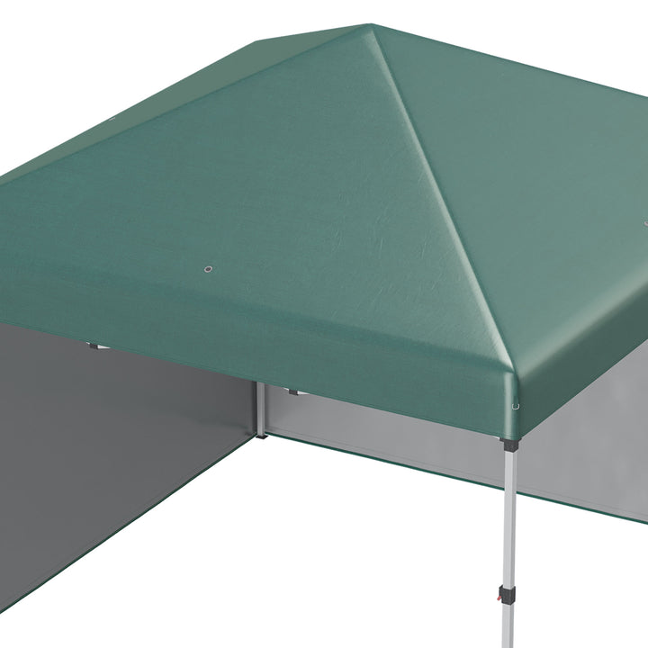 Outsunny 3 x 3 (M) Pop Up Gazebo, UPF 30+ with 2 Sidewalls, Leg Weight Bags and Wheeled Bag, Height Adjustable Party Tent Event Shelter for Garden, Patio, Green