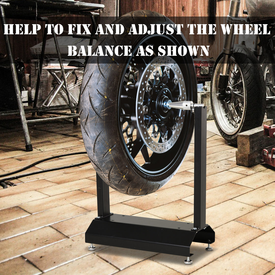 DURHAND Bike Wheel Stand, Motorcycle/Bicycle Wheel Balancing, Portable with Rotating Adjustment, Black | Aosom UK