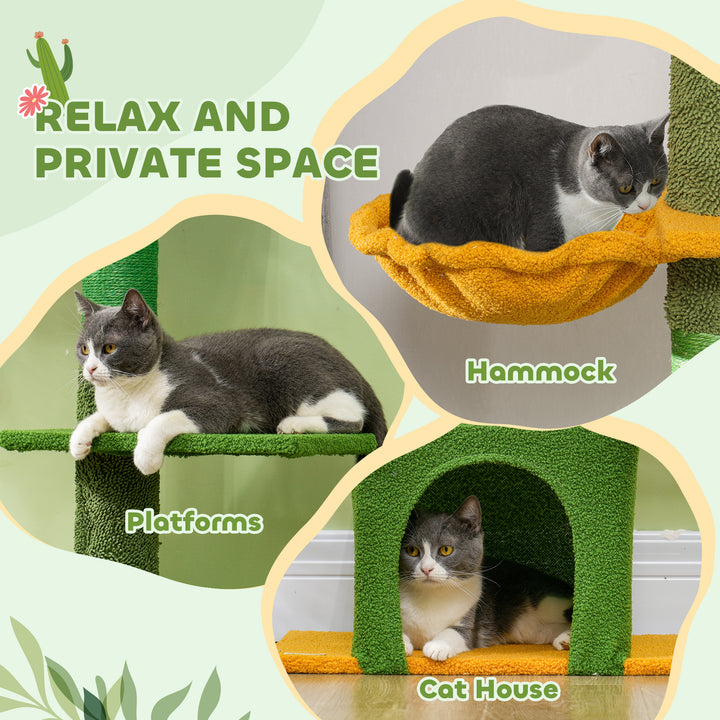 230-275cm Floor-to-Ceiling Adjustable Cat Tree with Scratching Posts, Hammock