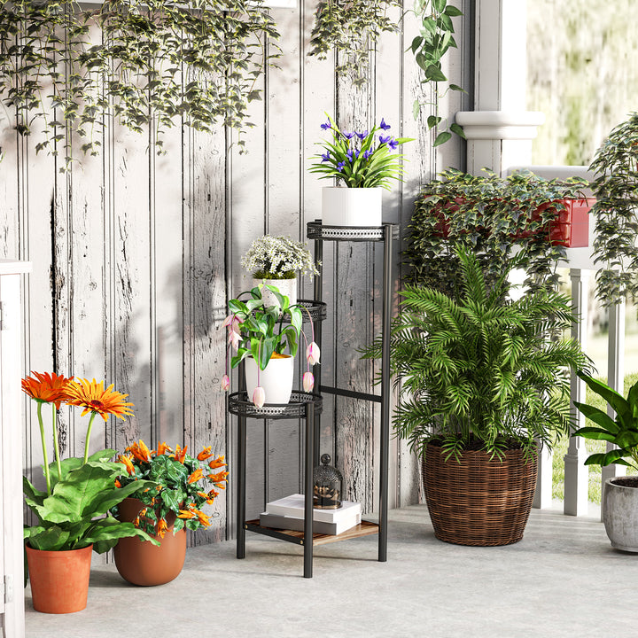 Four-Tier Steel Plant Stand - Black