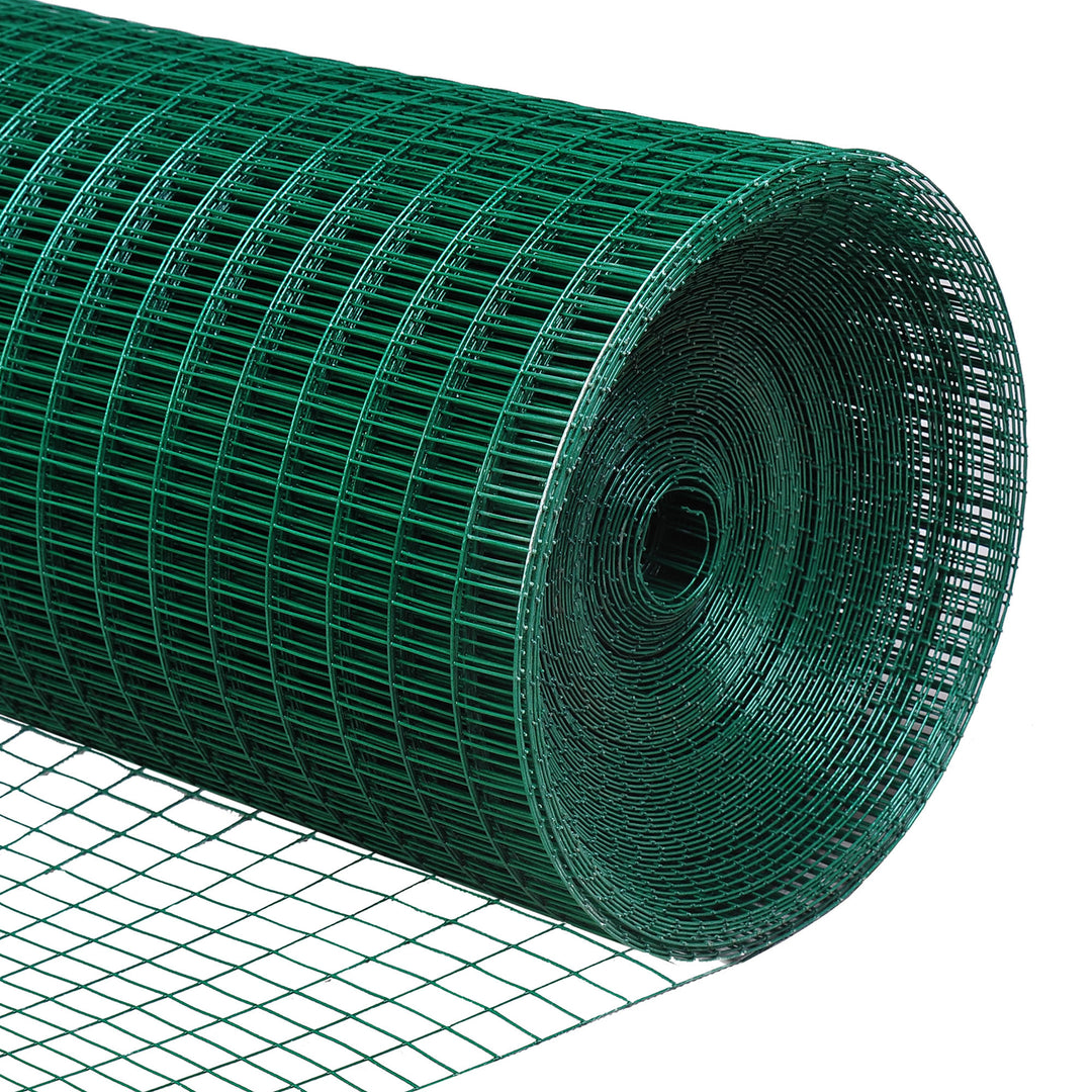 PVC Coated Welded Wire Mesh Fencing Chicken Poultry Aviary Fence Run Hutch Pet Rabbit 30m Dark Green