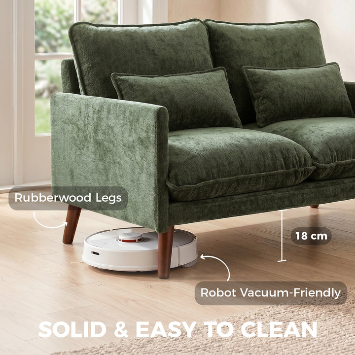 2 Seater Sofa, Loveseat Sofa with Spring Cushions, Wide and Deep Seat,