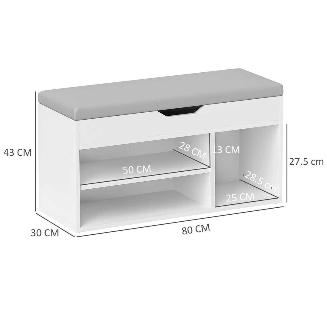 Shoes Cabinet Bench Hidden Storage Padded Seat Organiser Footwear Rack Hallway Cream White