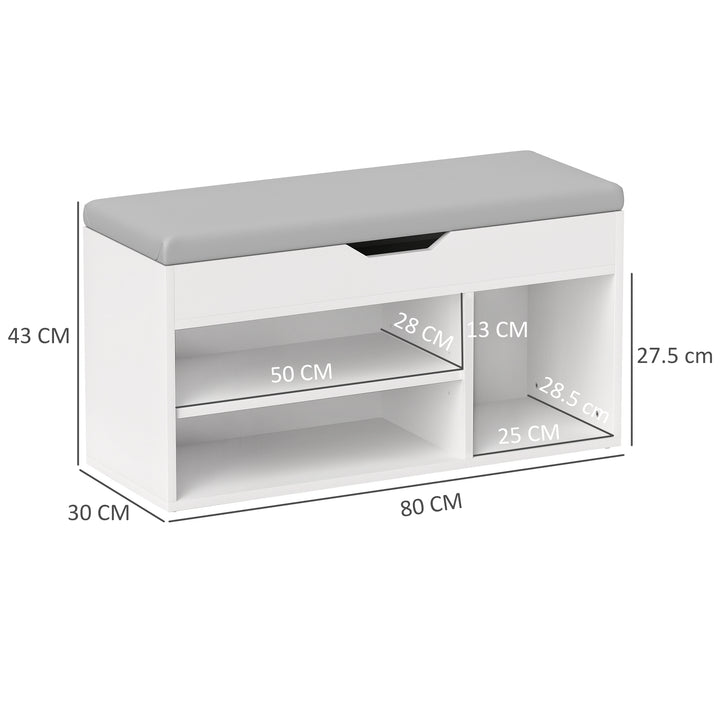 Shoes Cabinet Bench Hidden Storage Padded Seat Organiser Footwear Rack Hallway Cream White