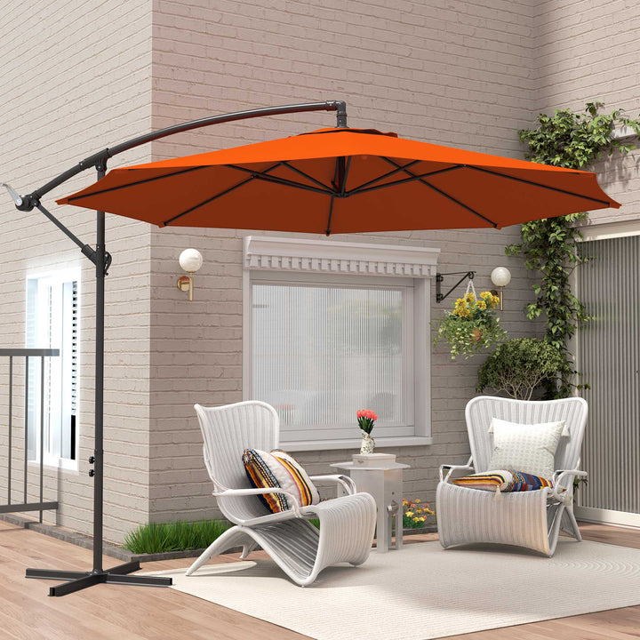 2.45m Overhanging Cantilever Parasol, with Cross Base - Orange