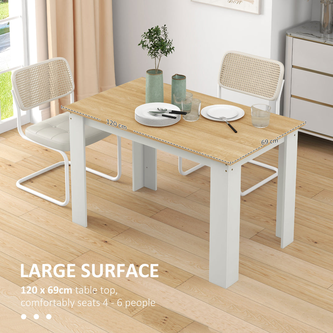Dining Table for 4-6 People, Kitchen Table with Wood Effect for Dining