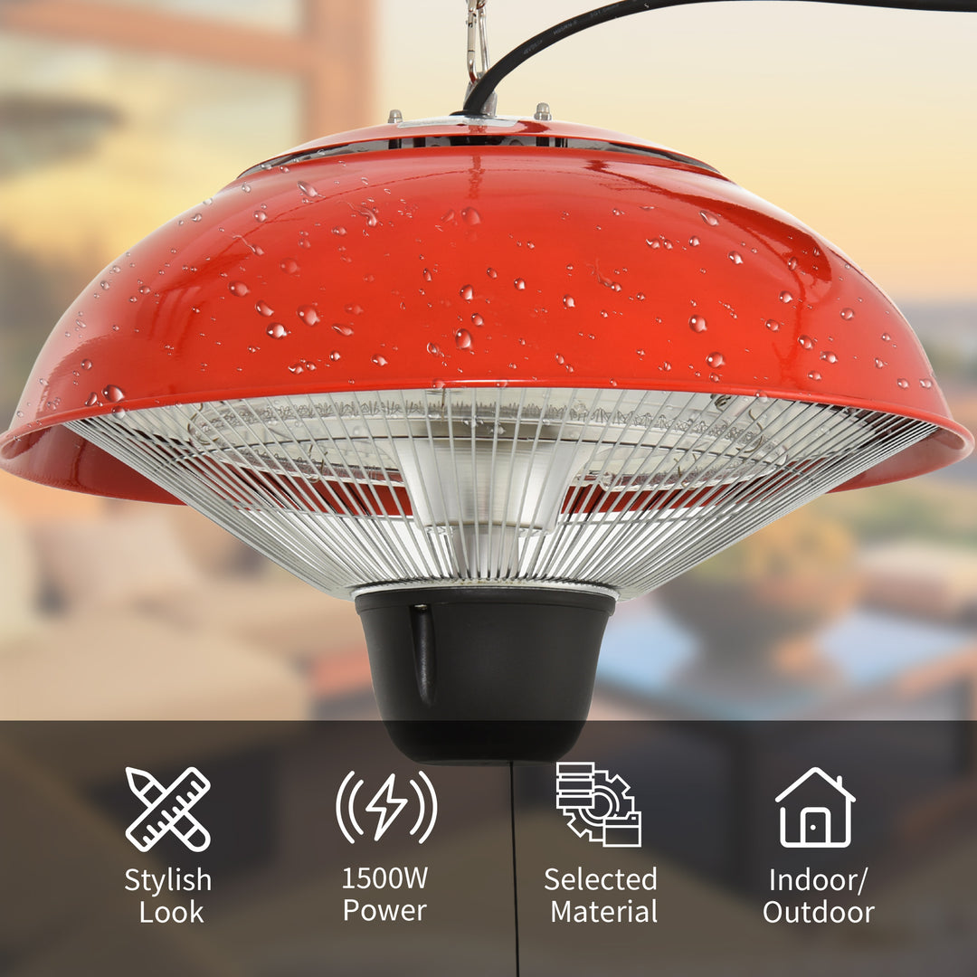 Outsunny 1500W Garden Electric Halogen Patio Heater Hanging Lamp Aluminum Outdoor Ceiling Mounted Heat Warmer